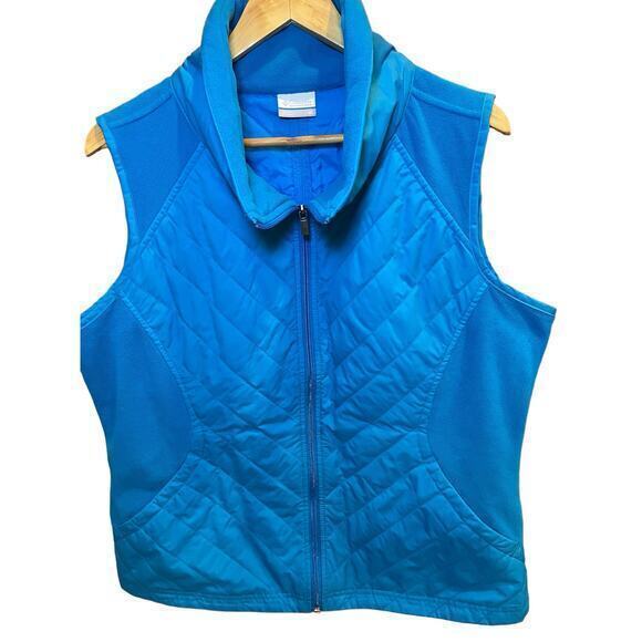 Columbia Bright Sky Blue Women's Quilted Puffer Vest w/ Full Zipper &‎ Collar XL - Picture 1 of 10